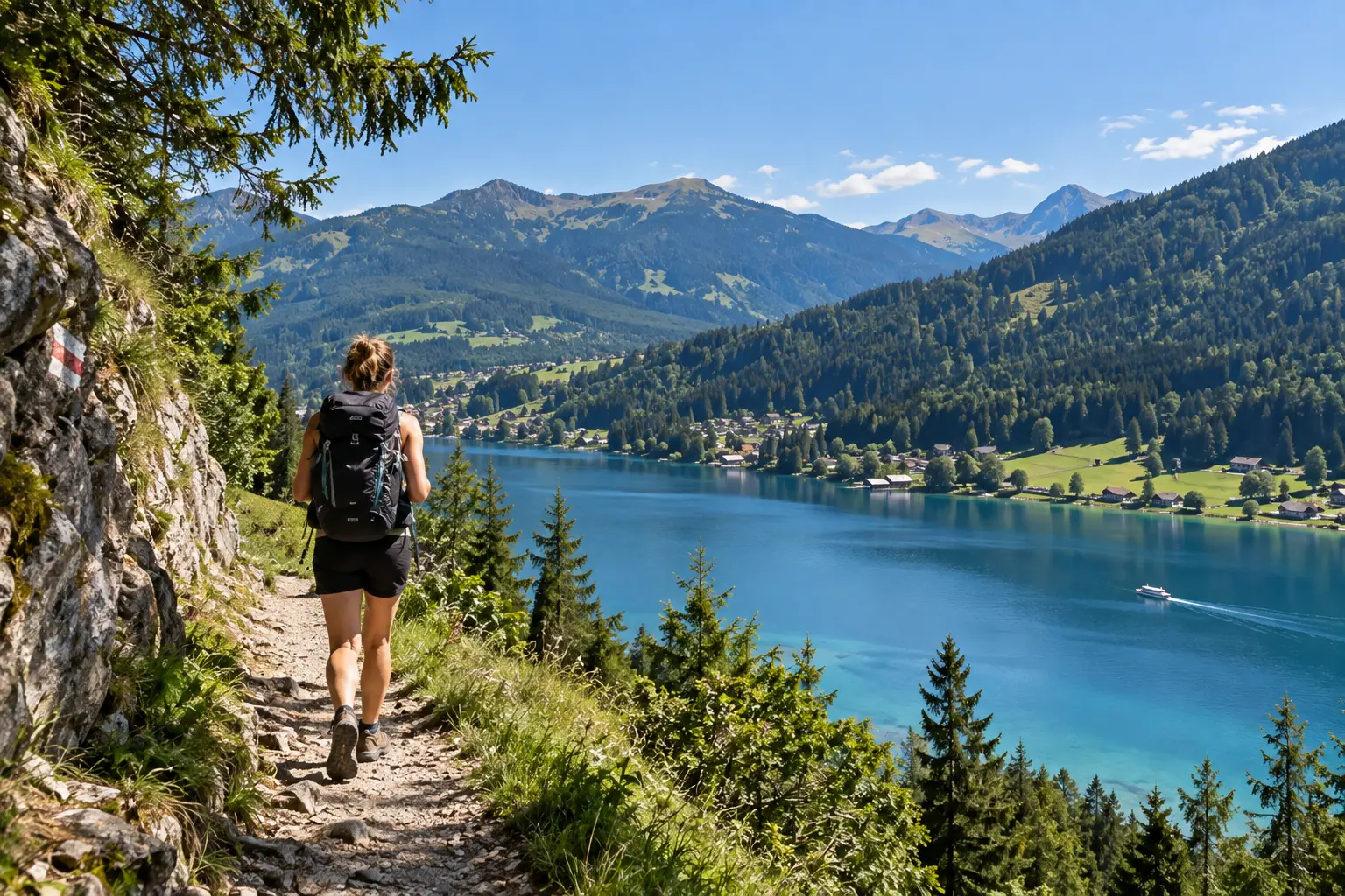 Summer hiking above Weissensee in Carinthia, Austria