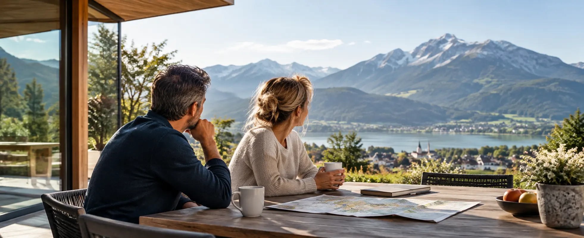 Paar erwägt ein Leben in Österreich von einem Zuhause in den Alpen aus