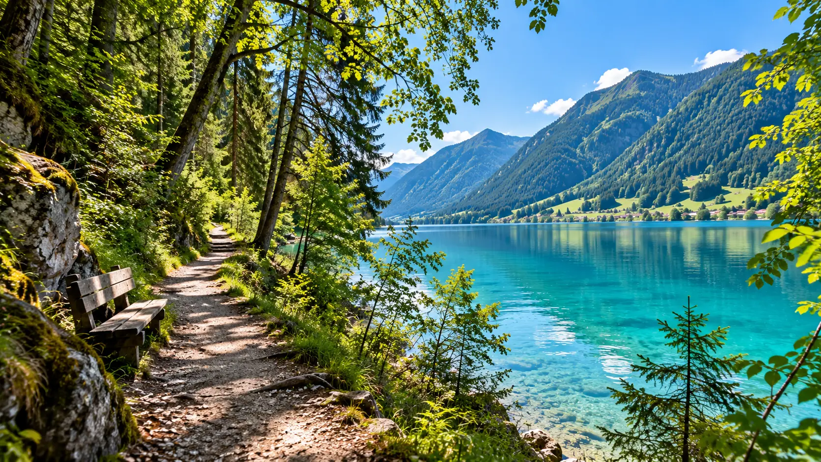 Walking along Weissensee in Carinthia, Austria