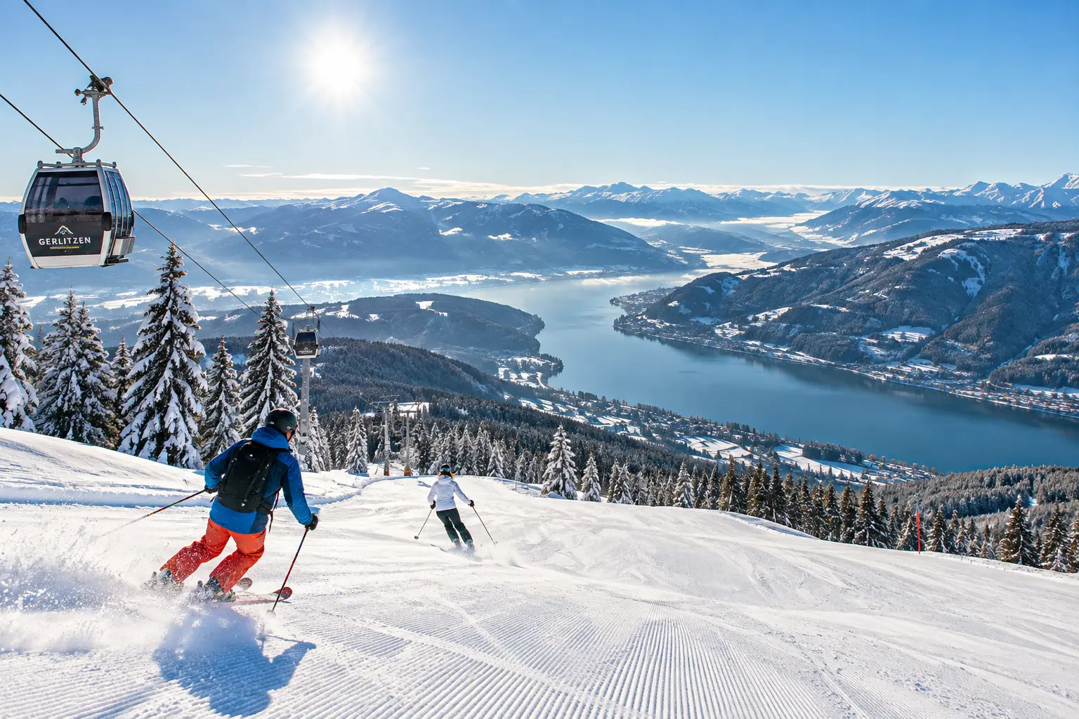 Gerlitzen Alpe ski area above Ossiacher See in Carinthia, Austria