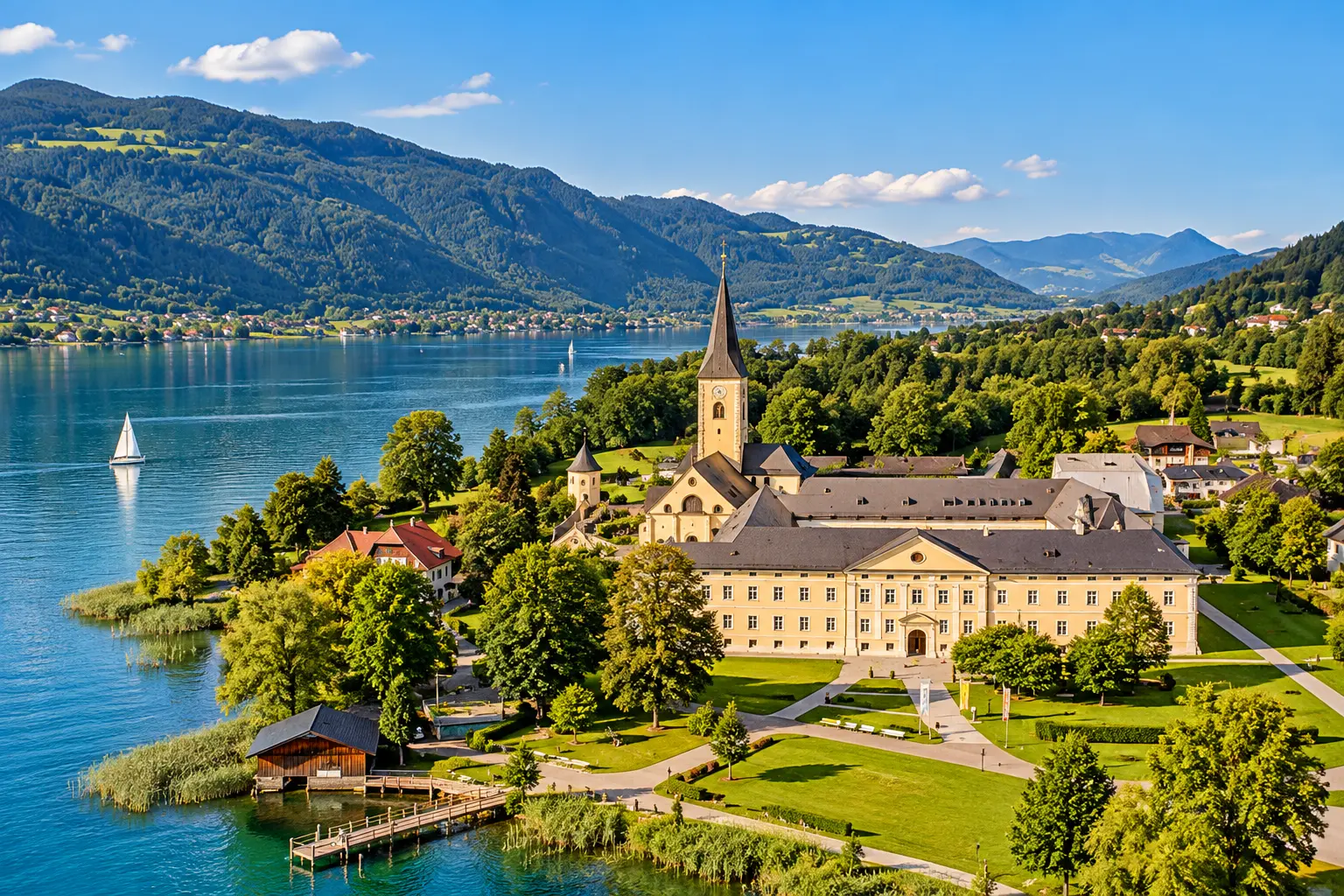 Stift Ossiach on the shore of Ossiacher See in Carinthia, Austria