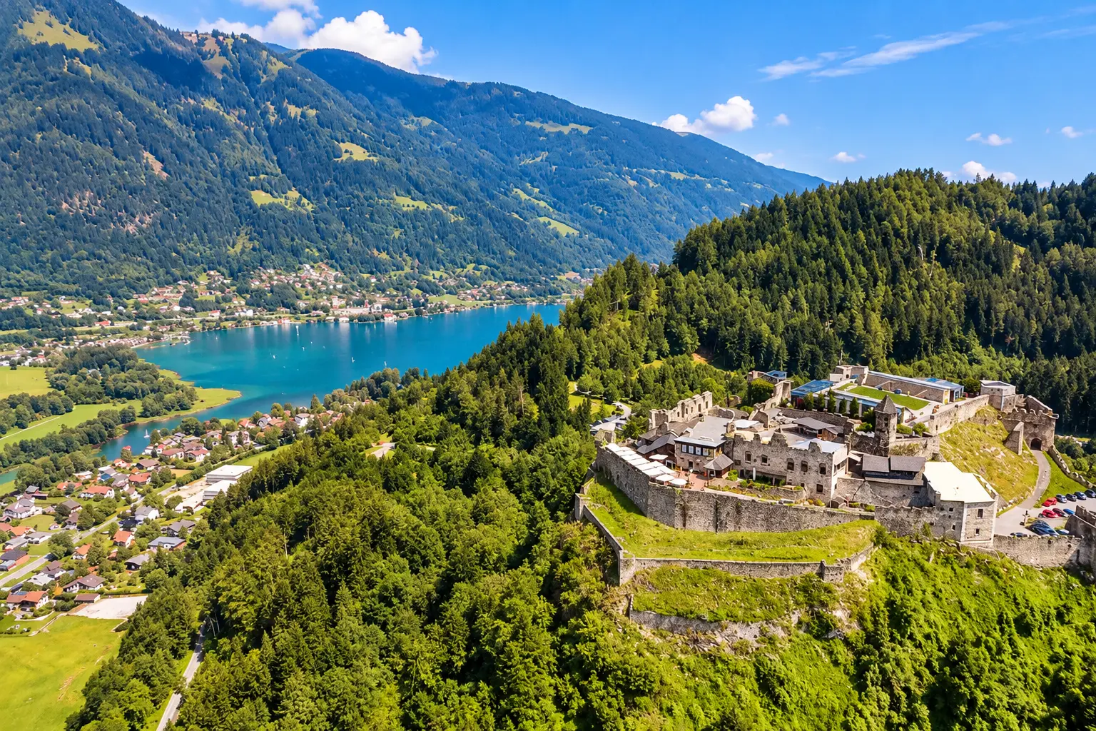 Burg Landskron overlooking Ossiacher See near Villach in Carinthia, Austria