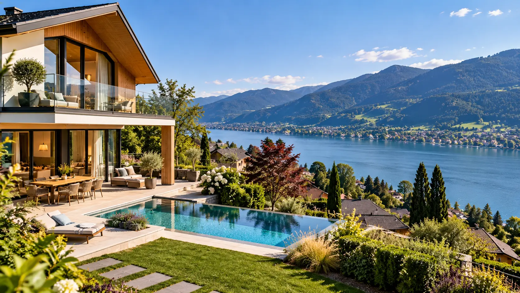 Modern house near Ossiacher See with lake and mountain views in Carinthia, Austria