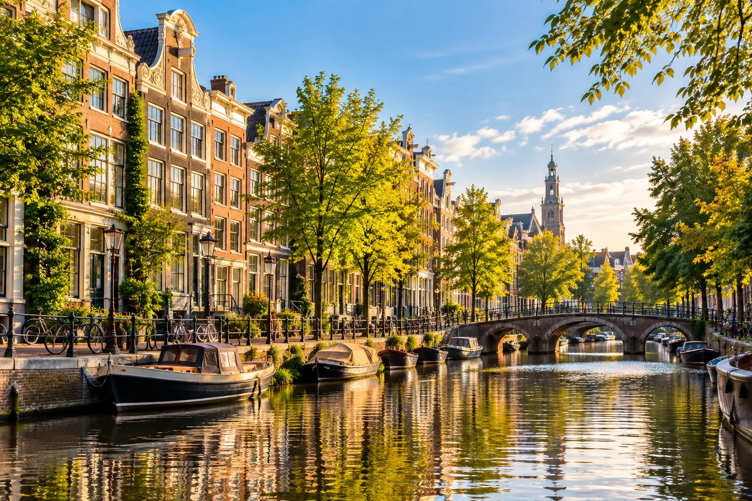 Amsterdam and surroundings with canal houses and waterfront living