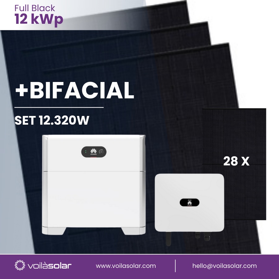 Solar system without bracket 12 kWp bifacial with battery